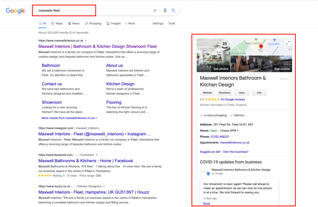 banner of google business profile